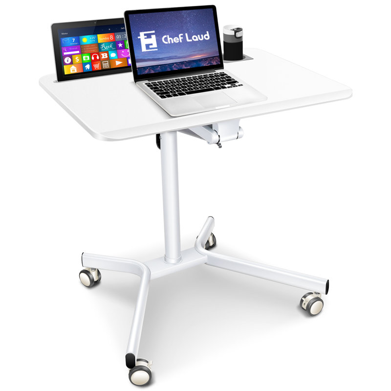 Cheflaud Mobile Standing Laptop Desk, Height Adjustable Rolling Sit